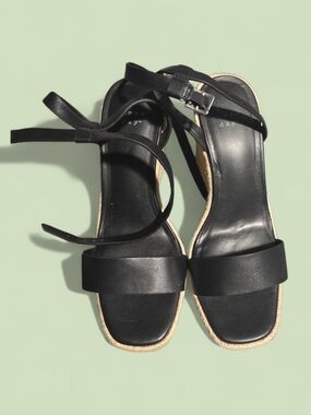 a new day Black Strappy Ankle-Tie Women's Sandals